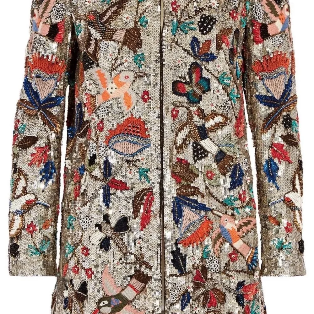 Alice + Olivia Rory Beaded Embellished Jacket Bird Long  Coat Size S $1095 - Picture 9 of 11